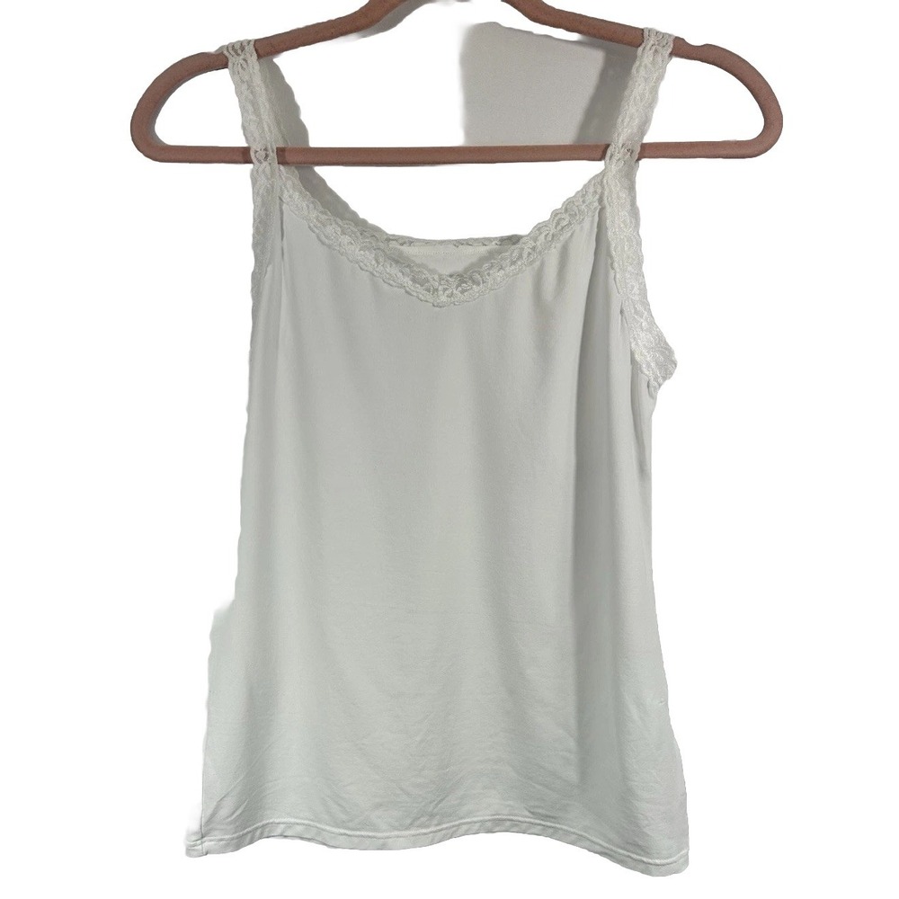 Vanity Fair‎ Women's Lace Trim Camisole Size M Stretchy Cropped Fairy Y2K Silky